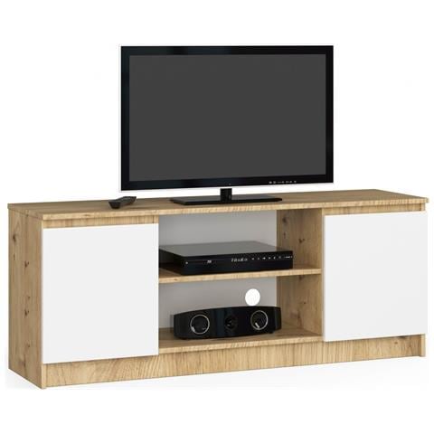 Mobiletto TV, 2 ante, 140x40x55 cm, Colore Quercia Artisan e Bianco - Foto 1
