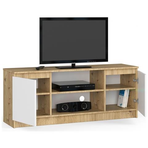 Mobiletto TV, 2 ante, 140x40x55 cm, Colore Quercia Artisan e Bianco - Foto 2
