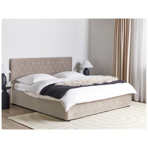 Letto Matrimoniale Velluto Tortora 180 X 200 Cm Amiens - Foto 1