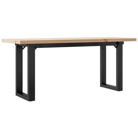 Tavolino Salotto Telaio A O 110x40x45,5cm Massello Pino E Ghisa - Foto 2