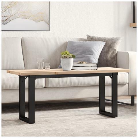 Tavolino Salotto Telaio A O 110x40x45,5cm Massello Pino E Ghisa - Foto 1