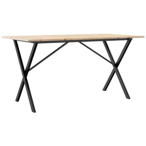Tavolo Da Pranzo Telaio A X 140x80x75 Cm Massello Pino E Ghisa - Foto 2