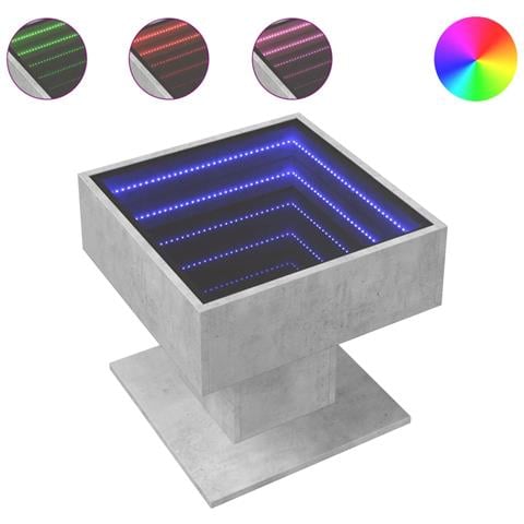 Tavolino Salotto Con Led Grigio Cemento 50x50x45 Cm Multistrato - Foto 2