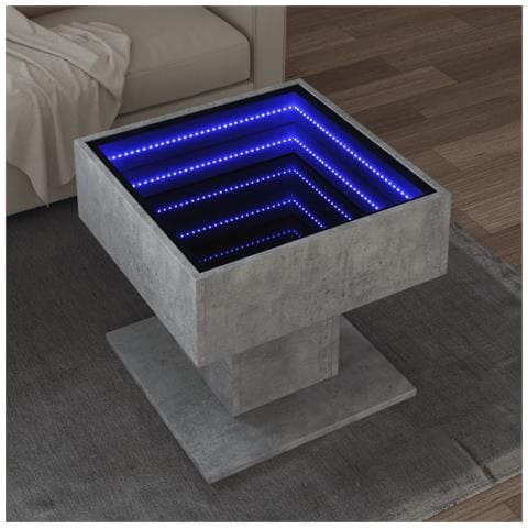 Tavolino Salotto Con Led Grigio Cemento 50x50x45 Cm Multistrato - Foto 1
