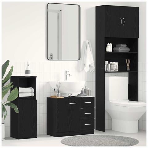Mobile Lavabo Rovere Nero 63x30x54 cm in Legno Multistrato - Foto 1