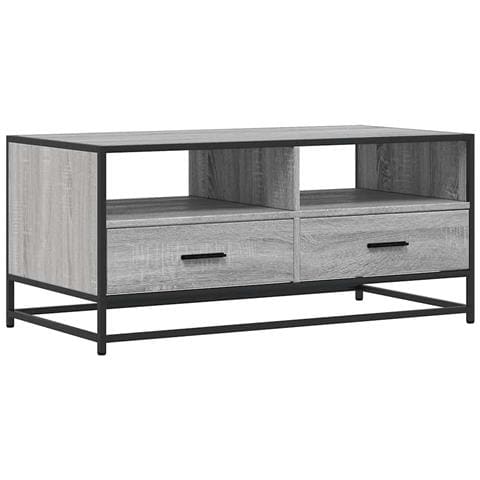 Tavolino Grigio Sonoma 100x50x45 Cm Legno Multistrato E Metallo - Foto 2