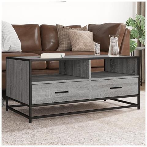 Tavolino Grigio Sonoma 100x50x45 Cm Legno Multistrato E Metallo - Foto 1