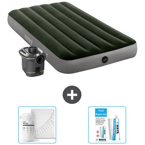 Set Materassino Gonfiabile - 191x99x25 Cm - Verde - Include Accessori Coordinati - Foto 1