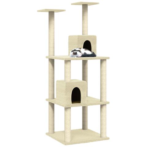 Lusso Casadino -  Albero Per Gatti Con Tiragraffi In Sisal Crema 141 Cm - Foto 2