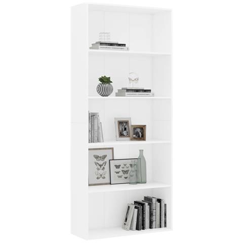 Lusso Casadino - Libreria A 5 Ripiani Bianca 80x30x189 Cm In Legno Multistrato - Foto 2
