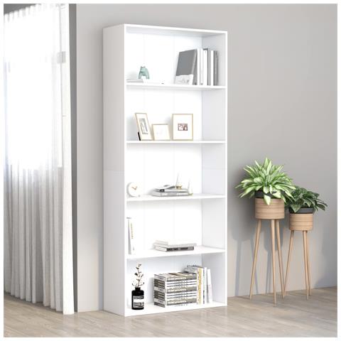 Lusso Casadino - Libreria A 5 Ripiani Bianca 80x30x189 Cm In Legno Multistrato - Foto 6