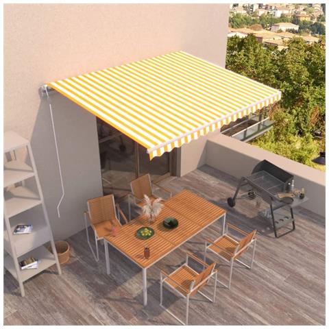 Lusso Casadino -  Tenda Da Sole Retrattile Automatica 450x350 Cm Gialla E Bianca - Foto 8