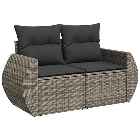 Lusso Casadino -  Divano Da Giardino Con Cuscini 2 Posti Grigio In Polyrattan - Foto 1