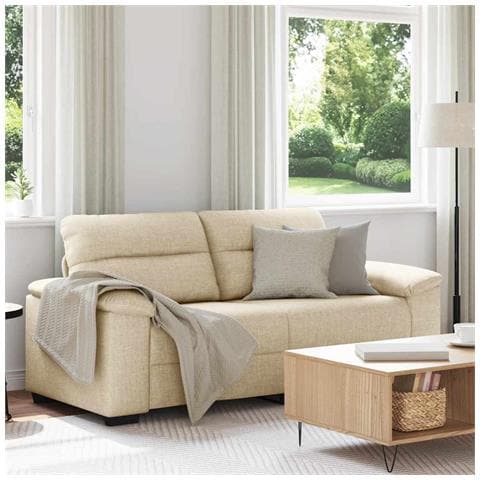 Divano a 2 Posti Crema 140 cm in Tessuto - Foto 2