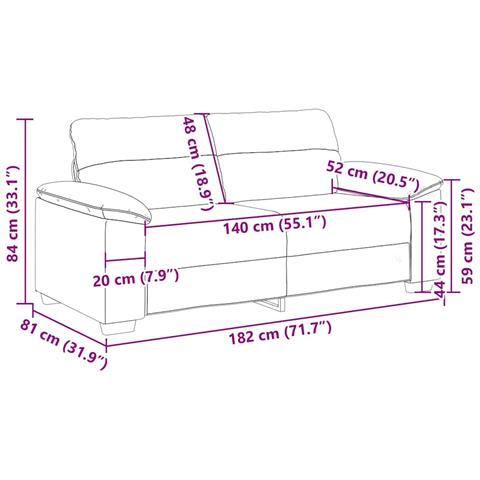 Divano a 2 Posti Crema 140 cm in Tessuto - Foto 9