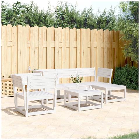 Set Salotto da Giardino 5 pz Bianco in Legno Massello di Pino - Foto 2