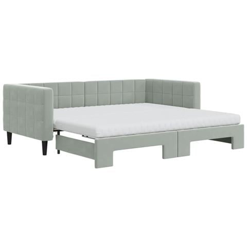 Divano Letto Estraibile Materassi Grigio Chiaro 90x190 Velluto - Foto 1