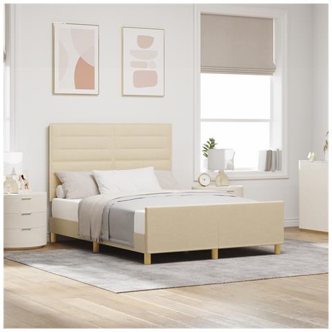 letto in tessuto crema  140x190 cm - Foto 2