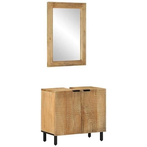 Set Mobili da Bagno 2pz Marrone in Legno Massello di Mango - Foto 1