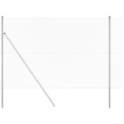 Recinzione a maglie metalliche con 7 pali 1.6x10 m Acciaio zincato - Foto 1