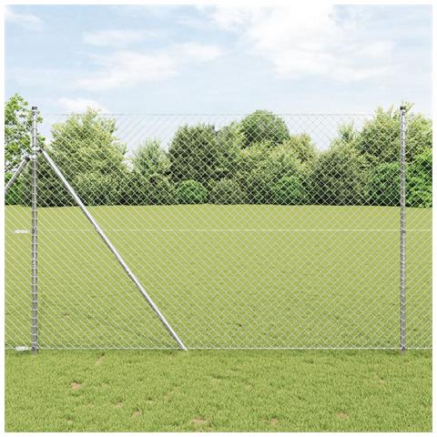 Recinzione a maglie metalliche con 7 pali 1.6x10 m Acciaio zincato - Foto 2