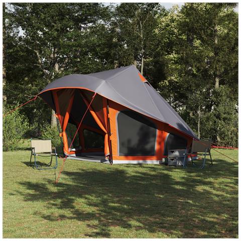 Tenda Familiare Tipi in Grigio e Arancione per 10 Persone - Impermeabile - Foto 2