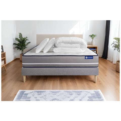 Pacchetto Letto Completo - Materasso 140x200cm + Box Spring Con Doghe (kit) + 2 Cuscini + Piumino - Actiflex Pur - Foto 1