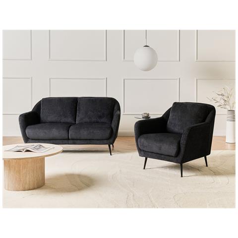 Set Da Salotto 3 Posti Eiby Ciniglia Nero - Foto 1