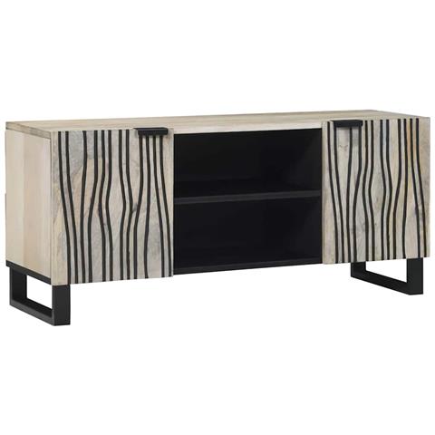 Mobile TV Bianco 160 x 30 x 30.5 cm legno massello di mango - Foto 1