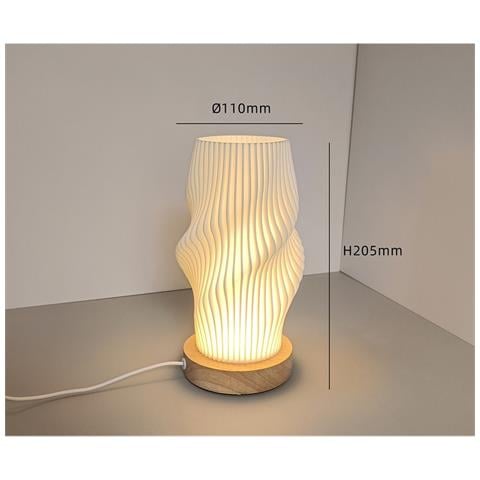 Lampada Da Scrivania Usb Dimmable Con Base In Legno Nordico - Luce Notturna Da Comodino - Foto 4