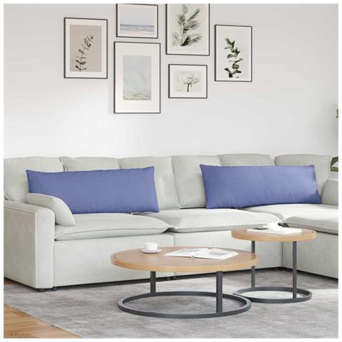 Cuscini da Divano 2 pcs Blu 120 x 40 cm Tessuto - Foto 2