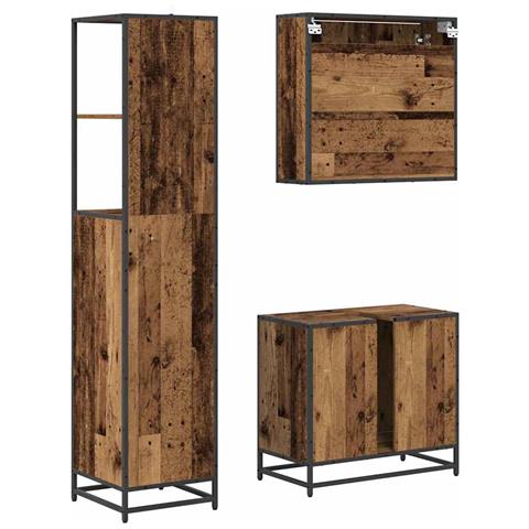 Set di mobili per il bagno con cassetto 3 pcs Legno vecchio - Foto 9