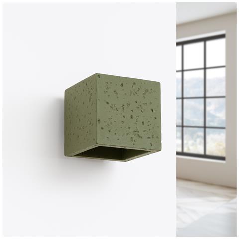Lampada Da Parete Quad Cemento Verde Oliva Sl. 1843 - Industriale Lampada Da Parete Verde Oliva 10x10x12 Cm - Foto 2
