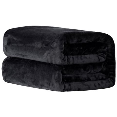 Coperta In Pile Di Flanella Nera - 180x200cm, Morbida E Calda - Foto 1
