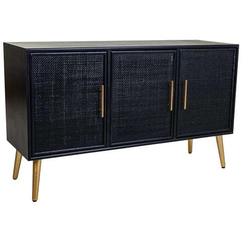 Credenza In Legno Laccato Nero E Griglia 120x41,5x71h - Foto 1
