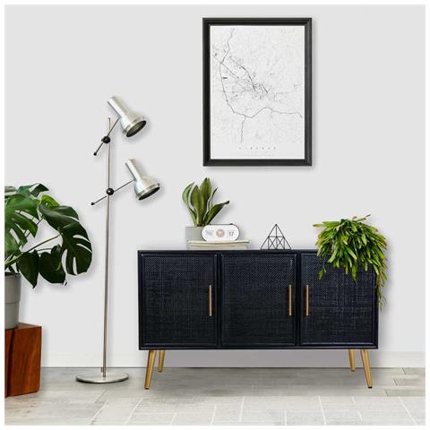 Credenza In Legno Laccato Nero E Griglia 120x41,5x71h - Foto 2