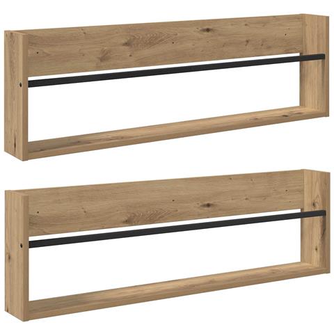 Scaffale per riviste 2 pcs Rovere artigianale 100 x 12 x 30 cm - Foto 1