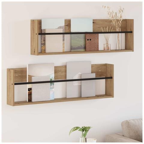 Scaffale per riviste 2 pcs Rovere artigianale 100 x 12 x 30 cm - Foto 2