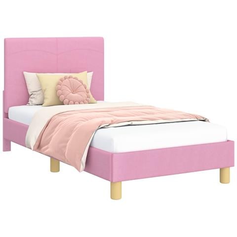 Struttura letto bambini con testata Rosa 80 x 160 cm Tessuto - Foto 1
