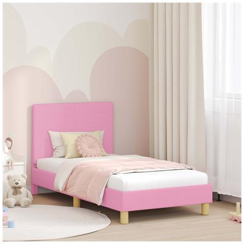 Struttura letto bambini con testata Rosa 80 x 160 cm Tessuto - Foto 2