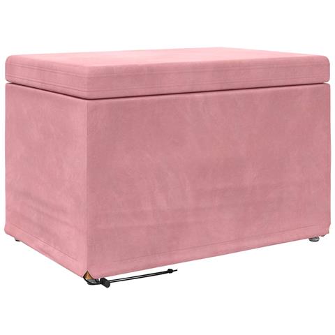 Pouf Rosa 61 x 41 x 40 cm Velluto e Legno Ingegnerizzato - Foto 1