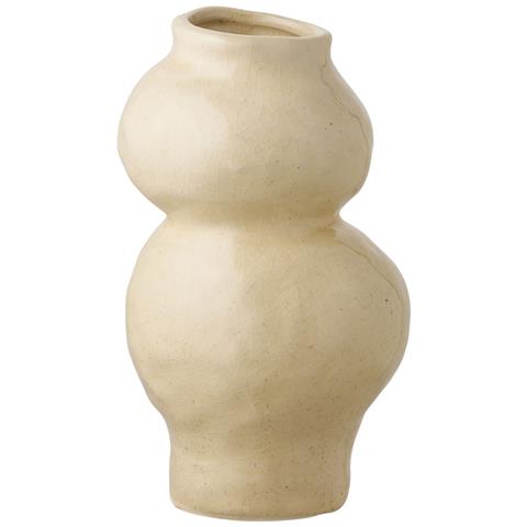 Vaso In Ceramica Beige A Due Sfere Sovrapposte Ø10,5x19,5 Cm - Foto 1