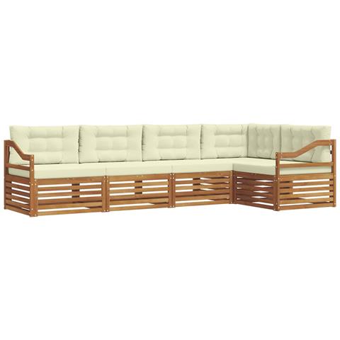 Set di divani da esterno con cuscino 5 pcs Naturale e Crema - Foto 1