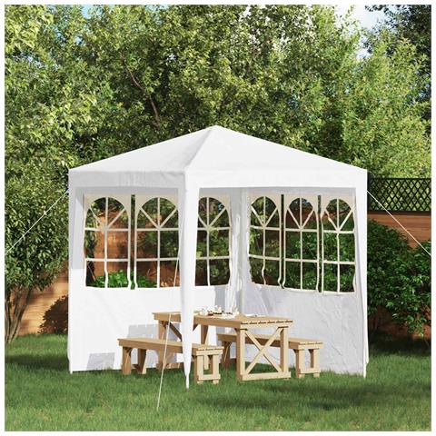 Parete per tenda da festa 2 pcs 200 x 195 cm Bianco - Foto 2