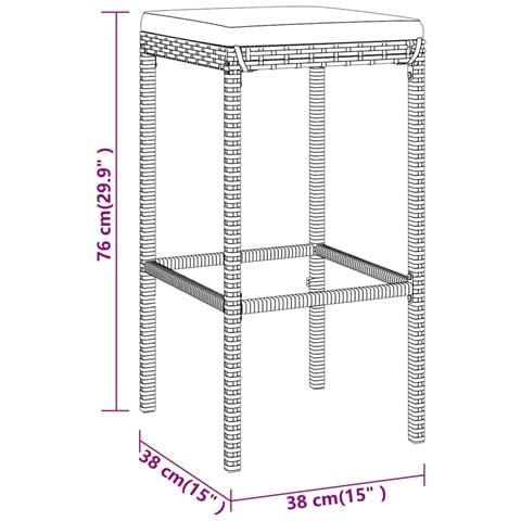 Set Bar da Giardino 5 pz con Cuscini in Polyrattan Grigio - Foto 8