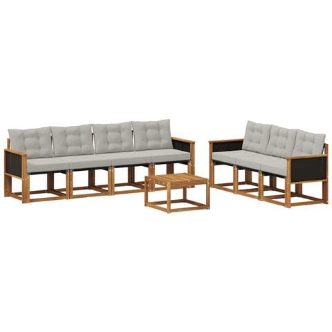 Set di divani da esterno 8 pcs Naturale e Grigio Chiaro - Foto 1