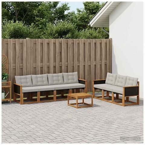 Set di divani da esterno 8 pcs Naturale e Grigio Chiaro - Foto 2