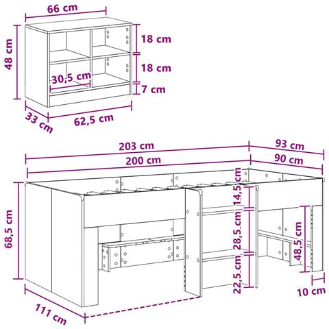 Struttura Letto Loft con Mobile 3 pz Rovere Sonoma - Foto 7