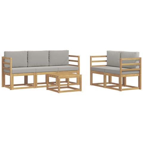 Set di divani da esterno 6 pcs Bianco e Grigio Chiaro - Foto 1