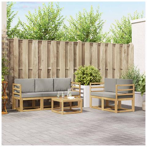 Set di divani da esterno 6 pcs Bianco e Grigio Chiaro - Foto 2